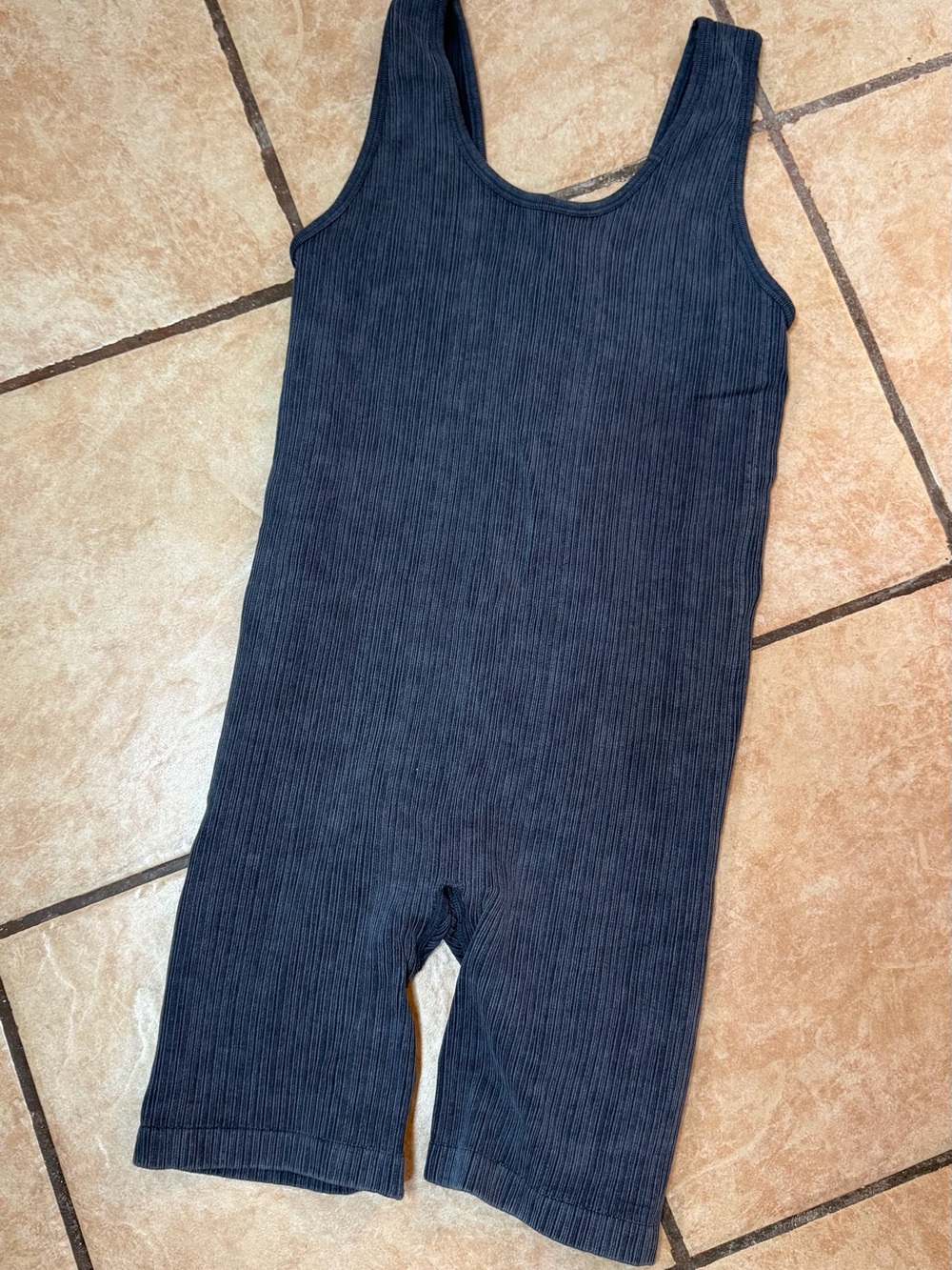 JoyLab Ribbed Navy Blue Tank Romper